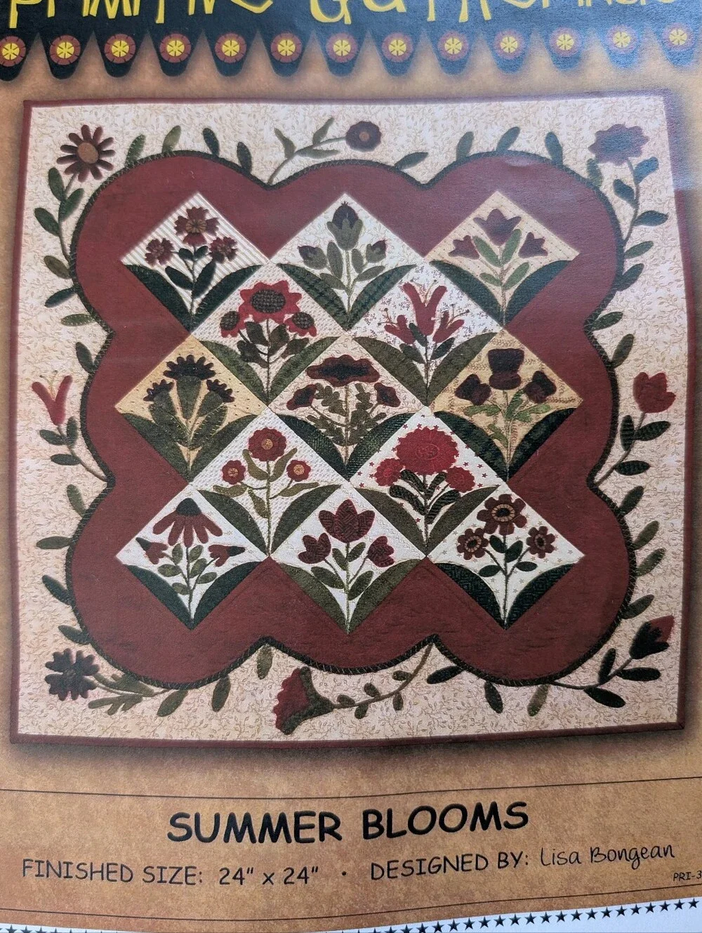 Primitive Gatherings Summer Blooms Quilt Kit NEW Red Wool Floral Farmhouse DIY